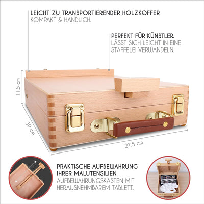 Staffelei mit Ölfarben Set - Malset 41 Teile : 24 Tuben Ölfarbe 3 Leinwand Zum Bemalen 1 Malblock 10