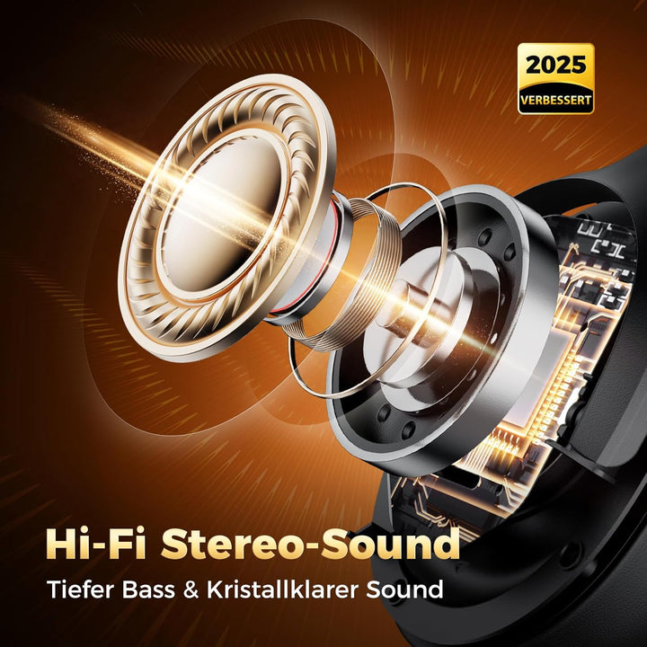 Upgraded Noise-Cancelling-Kopfhörer mit Bluetooth 5.4, Aktive Rauschunterdrückung (ANC) & ENC Mikrof