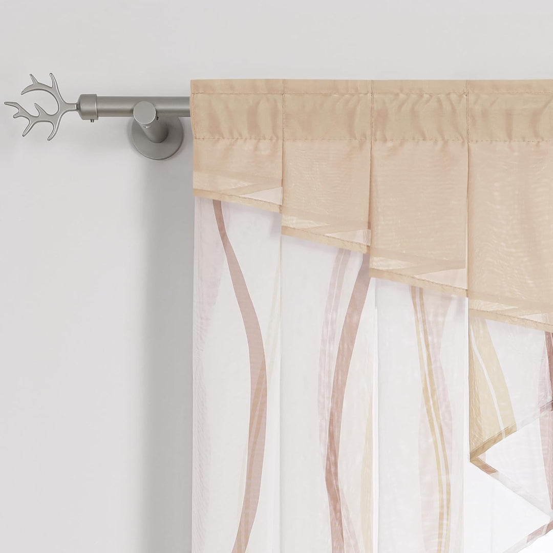 HongYa Tunnelzug Scheibengardine transparenter Voile Kurzgardine für Kleinfenster H/B 145/140 cm Cre