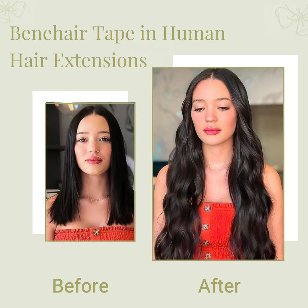 Benehair Tape in Extensions Echthaar, Invisible Tape Extensions Echt Haar, 20Pcs 30g Haarverlängerun