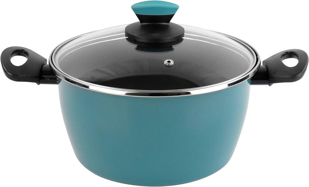 Magefesa Lotus Kochtopf, 20 cm, aus emailliertem Stahl, aussen, blau, antihaftbeschichtet, zweilagig
