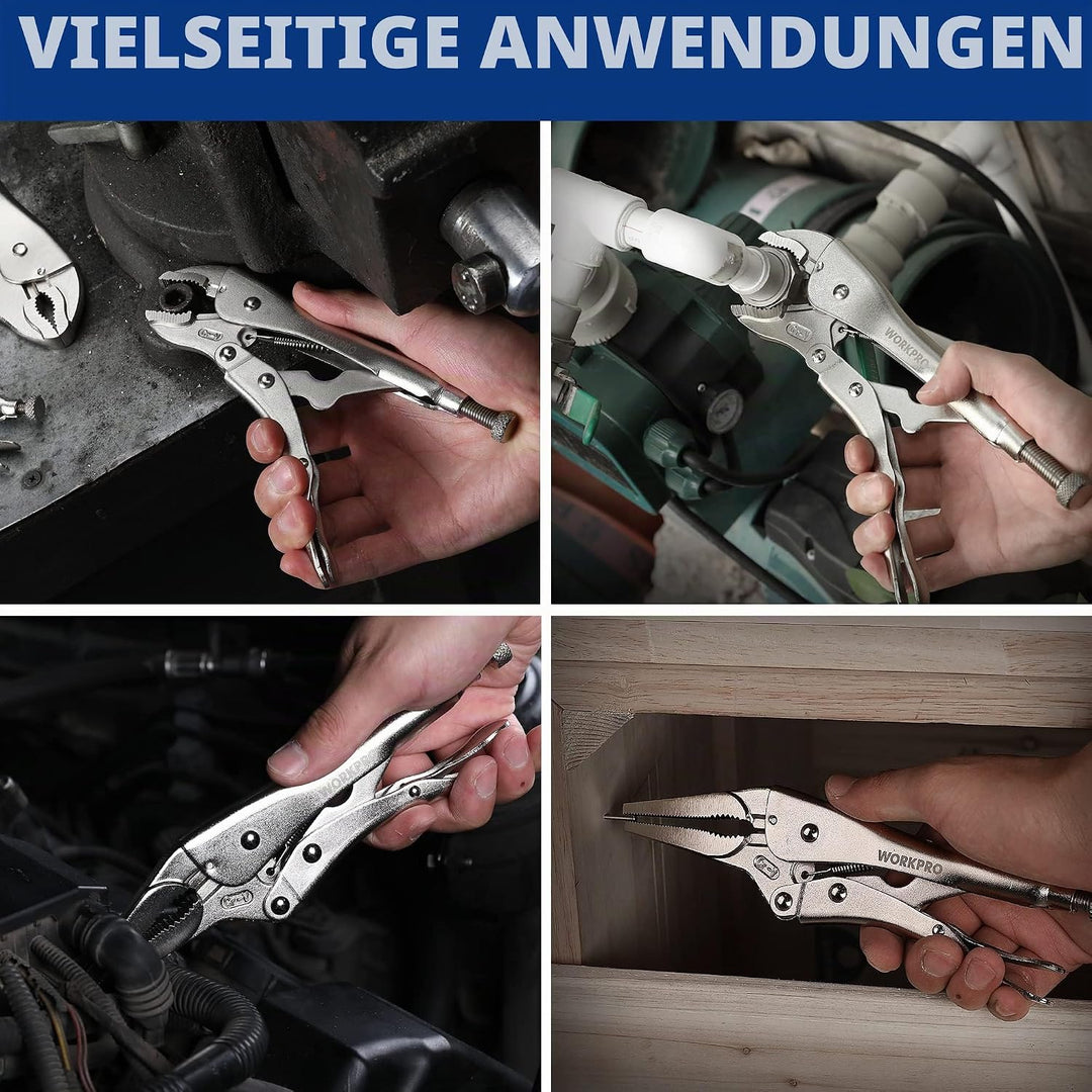 WORKPRO 5-tlg. Gripzangen Set (gebogene Backe Zange 254/178/127mm, Langbeck-Gripzange 229/165mm) Cr-
