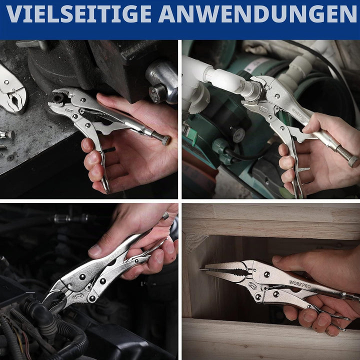 WORKPRO 5-tlg. Gripzangen Set (gebogene Backe Zange 254/178/127mm, Langbeck-Gripzange 229/165mm) Cr-