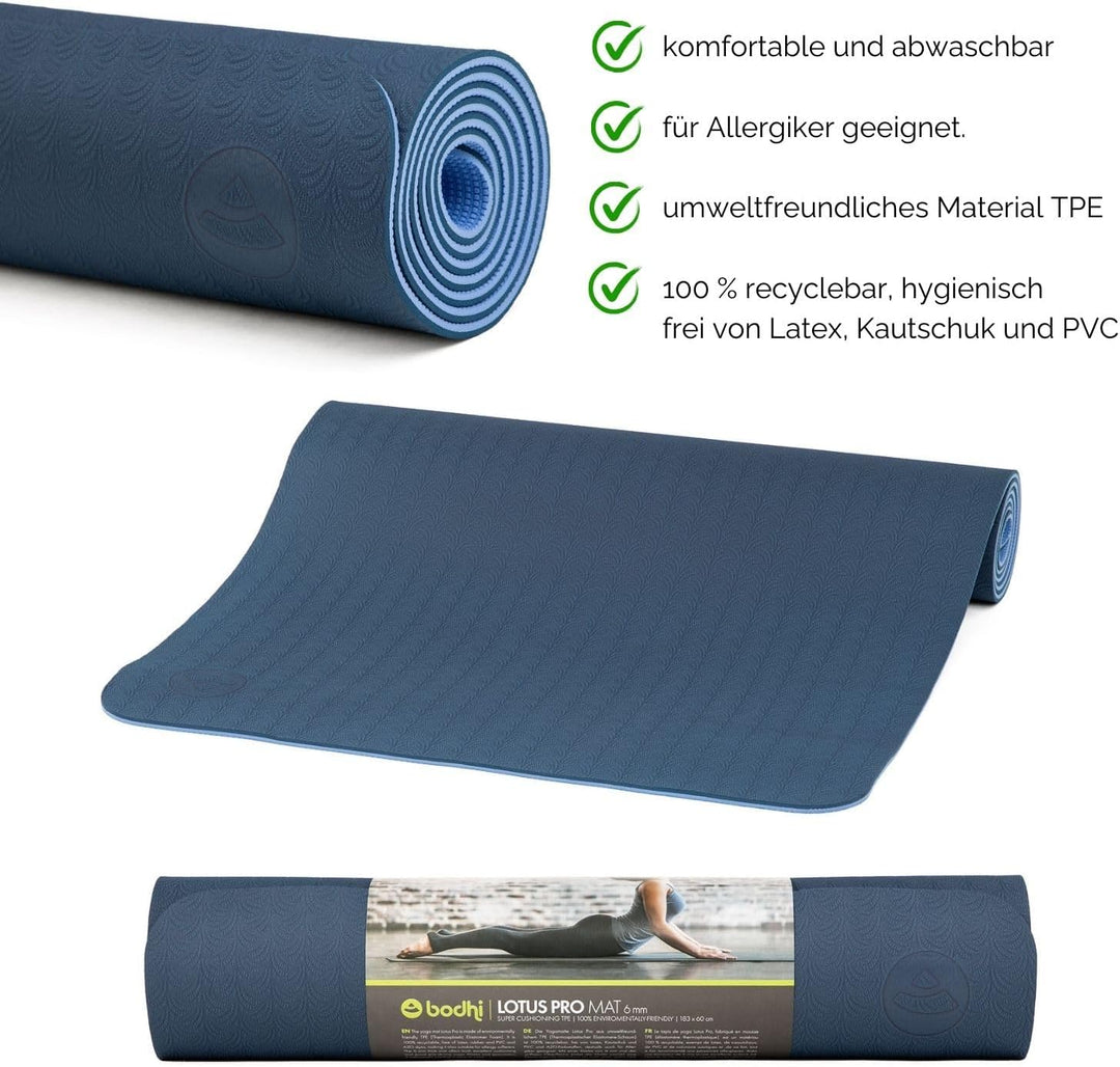 Yogamatte LOTUS PRO, auch für Gymnastik, Pilates und Fitness, weiche und rutschfeste TPE Matte, hypo