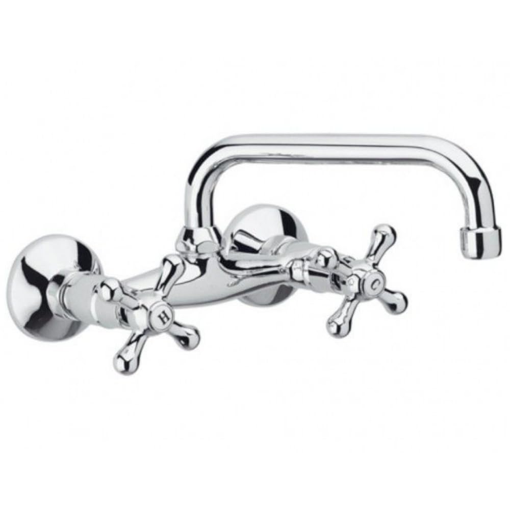 Schläfer 3460111, Wasserhahn Wandmontage, zweigriff Wandarmatur für küche, Küchenarmatur Nostalgie,