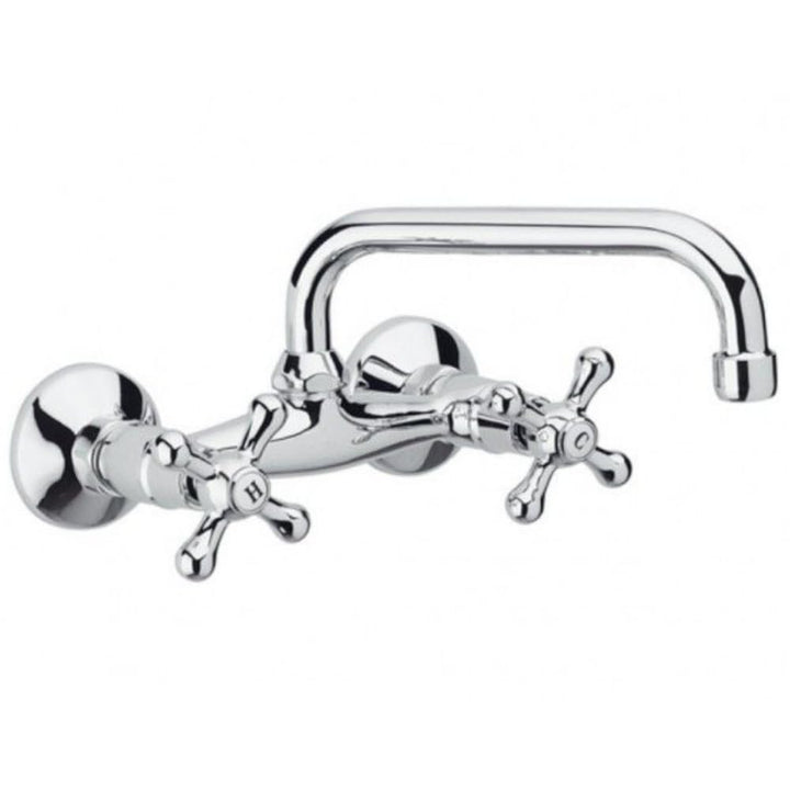 Schläfer 3460111, Wasserhahn Wandmontage, zweigriff Wandarmatur für küche, Küchenarmatur Nostalgie,