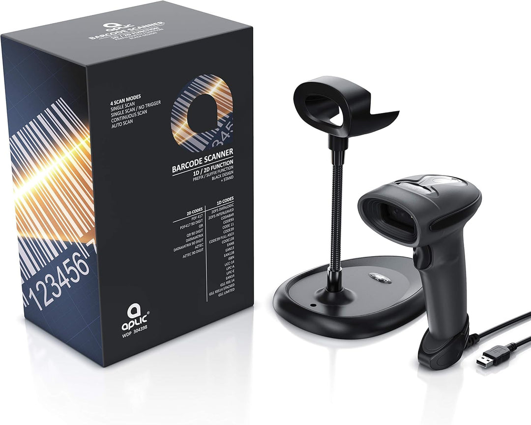 CSL - QR Barcode Scanner 2D - USB Laser Barcodescanner kabelgebunden - Single und Multi Scan - Bilds