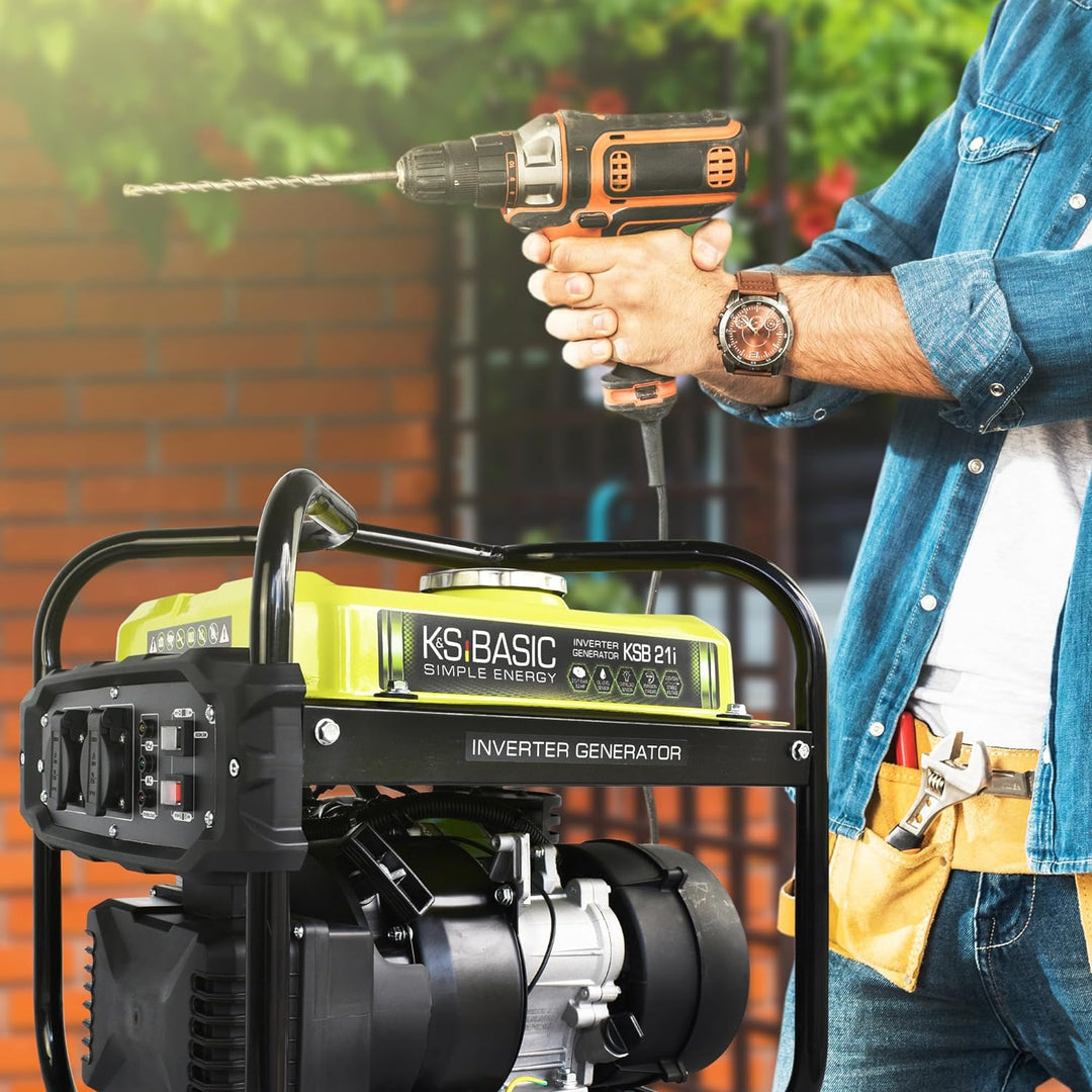 K&S Basic KSB 21i - 4 takt benzin stromgenerator, invertergenerator 2,9 PS mit Automatischer Spannun