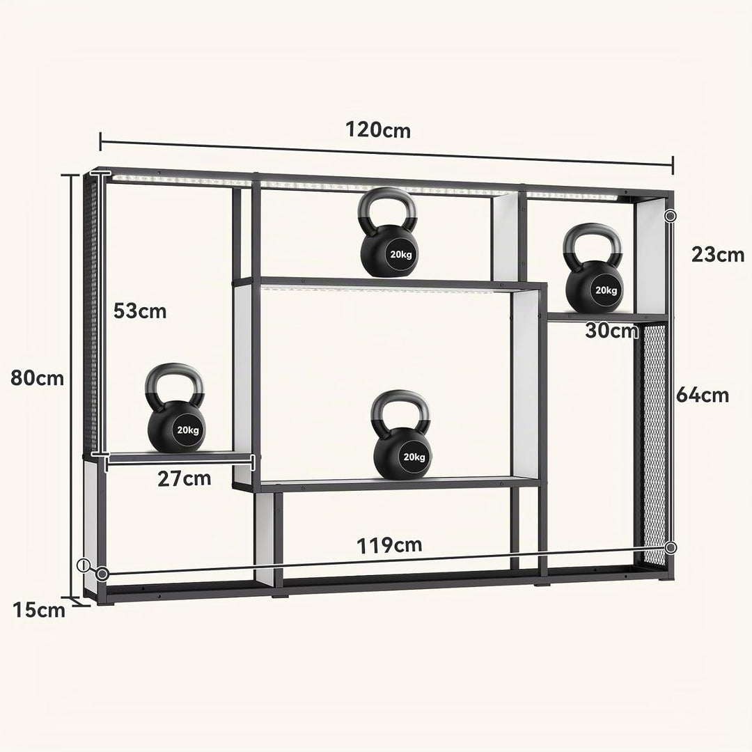 YOURLITE Weinregal Wand,Moderne Metall Bar Regale,mit LED-Licht,Holz,Weiss | Weinregale Display Rack