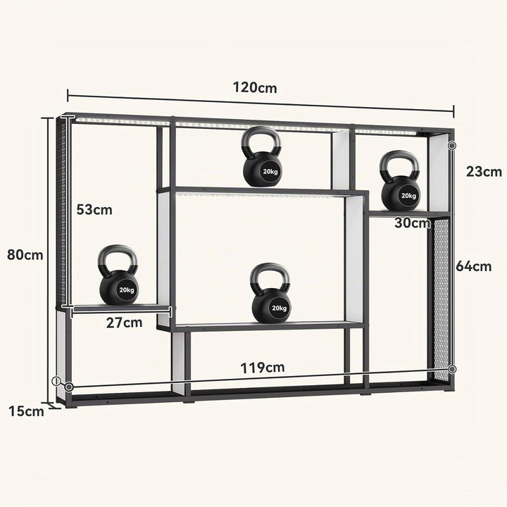 YOURLITE Weinregal Wand,Moderne Metall Bar Regale,mit LED-Licht,Holz,Weiss | Weinregale Display Rack