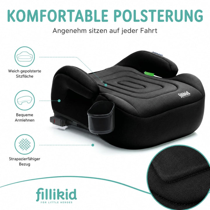 Fillikid Kinder Sitzerhöhung mit Isofix i-size Exklusiv | Auto Kinder Sitzerhöhung mit verlängerbare