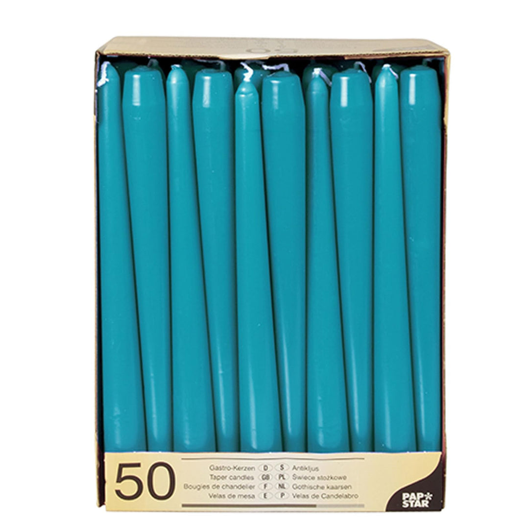 PAPSTAR 100 Leuchterkerzen Ø 2,2 cm 25 cm türkis Spitzkerzen
