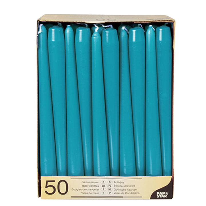 PAPSTAR 100 Leuchterkerzen Ø 2,2 cm 25 cm türkis Spitzkerzen