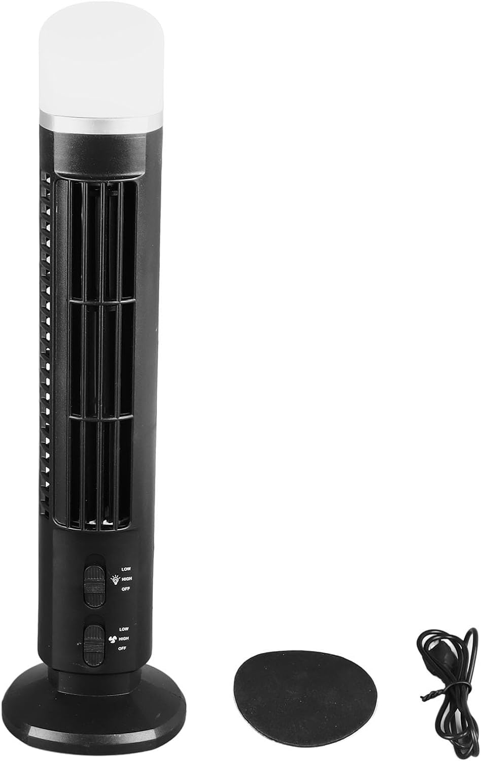 HURRISE Leiser Turmventilator für Schlafzimmer,90° Flügelloser Tower Fan mit 2 Geschwindigkeiten,Osz