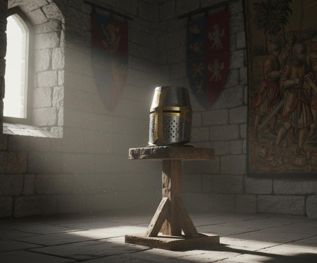 Medieval Knight Brass Crusader Helmet