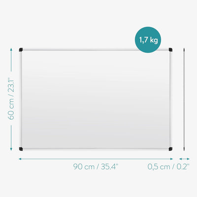 Navaris Kombiboard Tafel mit Aluminium Rahmen - 90x60cm Whiteboard Magnettafel zum Beschriften doppe