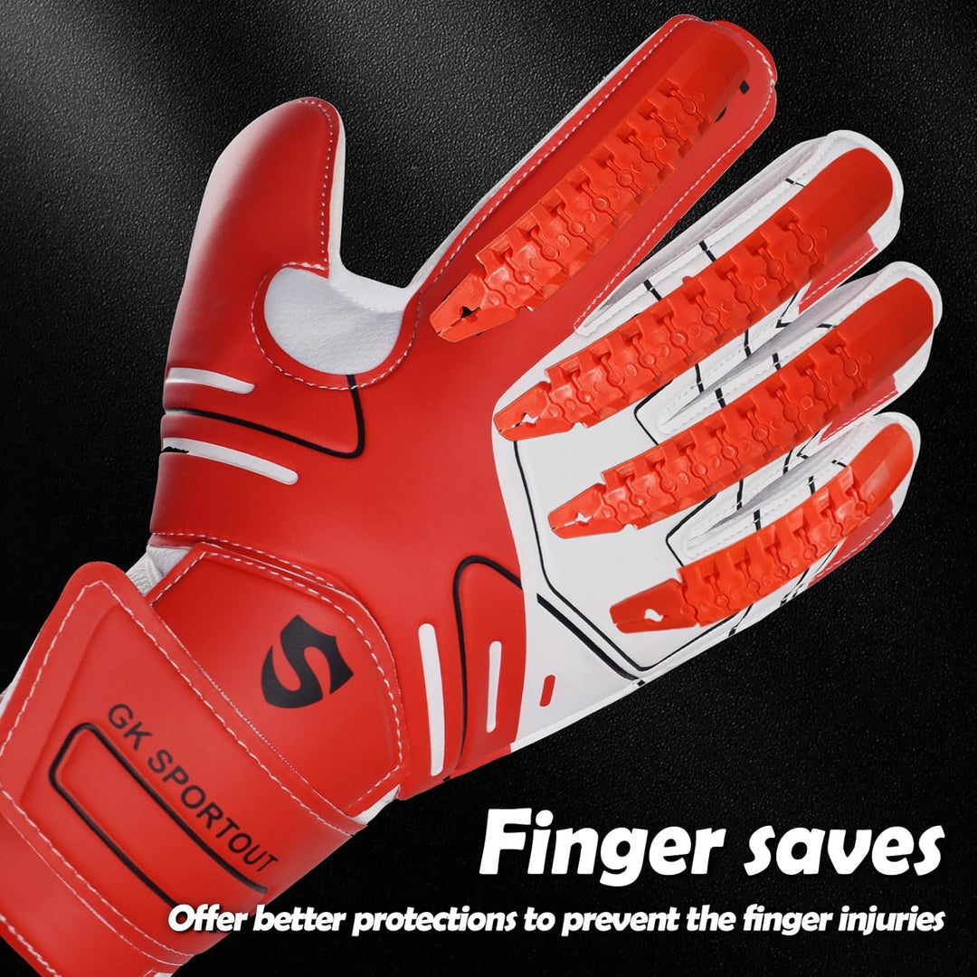 Jugendliche und Erwach,Kinder sener Torwarthandschuhe mit Fingersave，Rutschfes，Gewährung von Starken