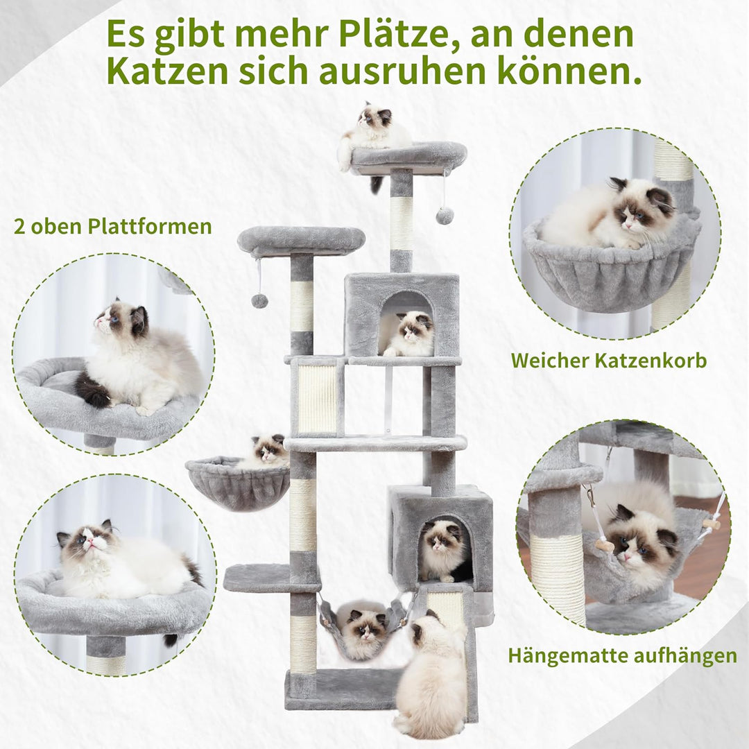 Gitelsnour Kratzbaum, Katzenbaum für Innenbereich, 180cm Katzenkratzbaum mit grosse ausgewachsene Ka
