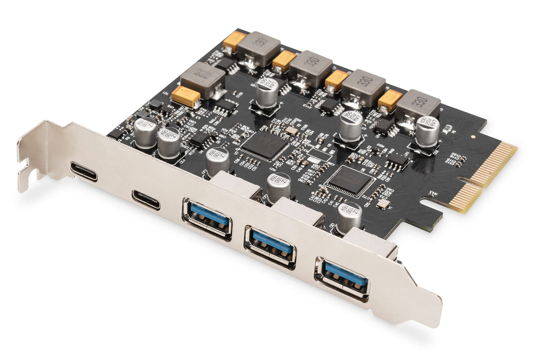 DIGITUS PCIe Karte 2X USB-C, 3X USB A