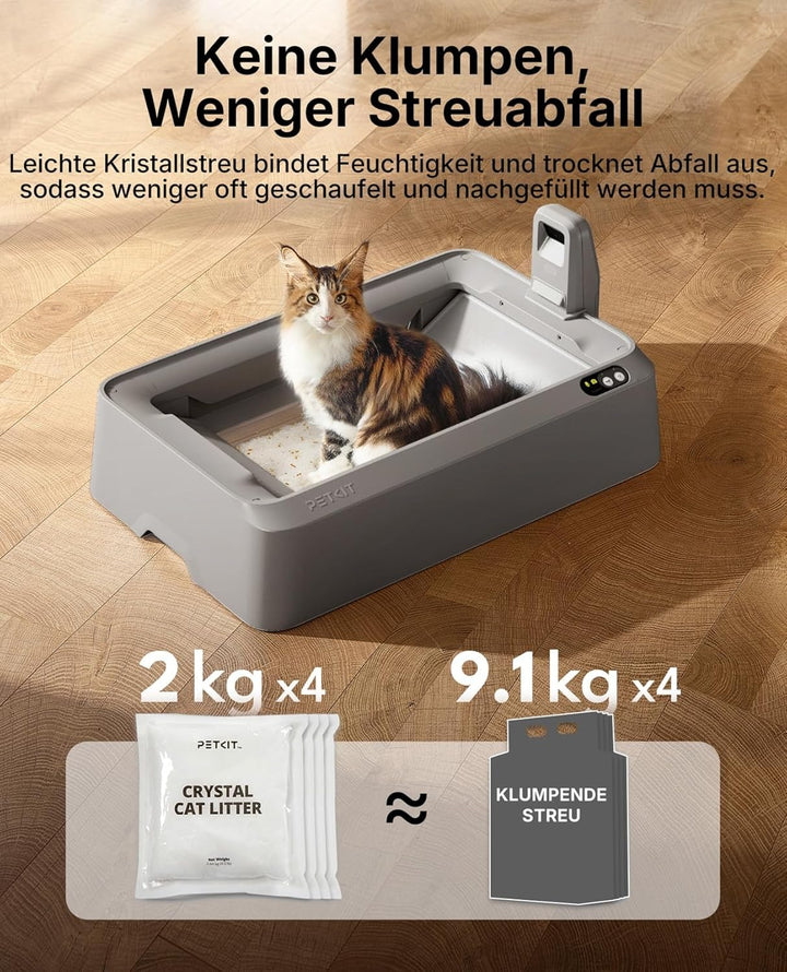 PETKIT Kristall Katzenstreu Set, pH-Farberkennung,Geruchsstark, Ohne Schaufeln, Einweg-Schale,Für PE