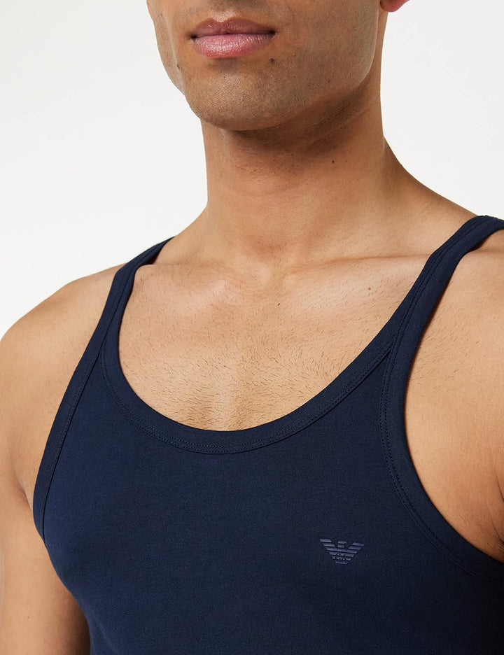 Emporio Armani Herren Schlafanzugoberteil (2er Pack), Schwarz, M M Marine/Marine, M Marine/Marine