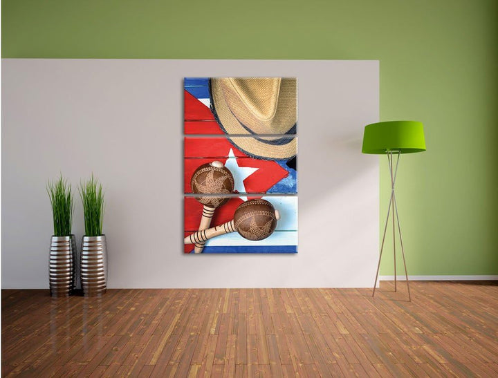 Pixxprint Kuba Stillleben als Leinwandbild | Grösse: 3 Teilig (120x80) | Wandbild| Kunstdruck | fert