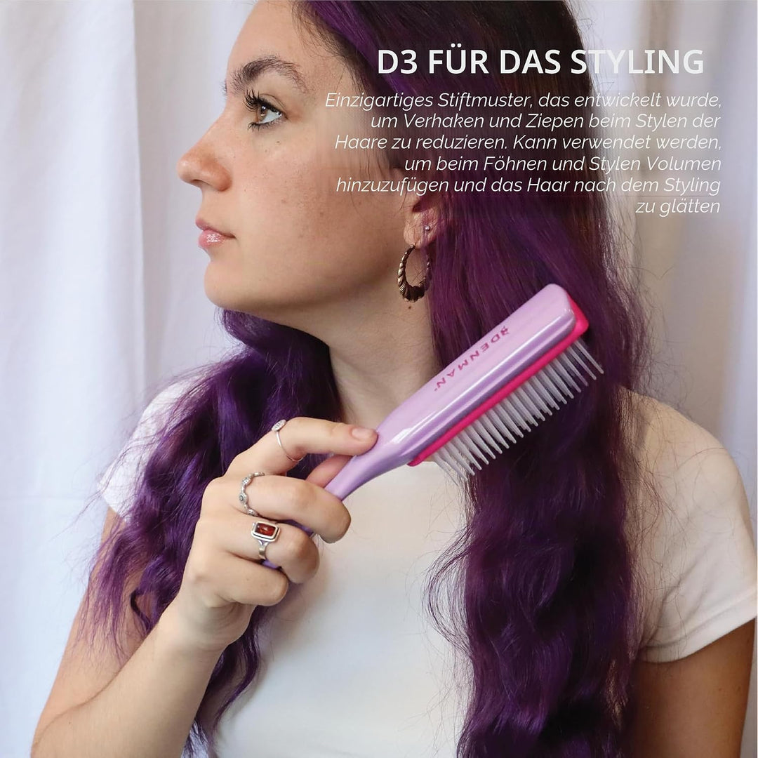 Denman Curly Hair Brush D3 (African Violett), 7-reihige Stylingbürste zum Entwirren, Trennen, Formen
