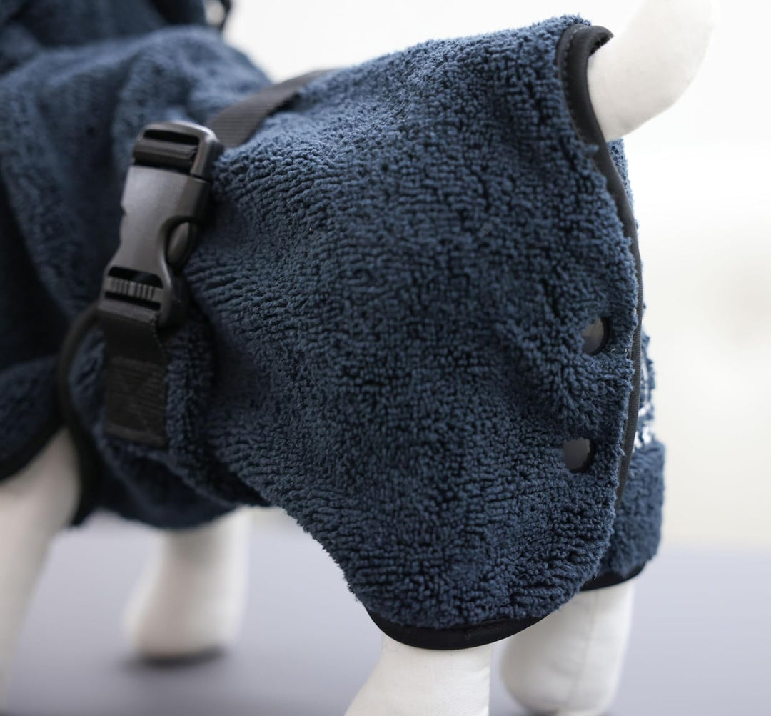 Kerbl Pet Bademantel für Hunde, blau, XS, Rückenlänge 30 cm navy XS, navy XS