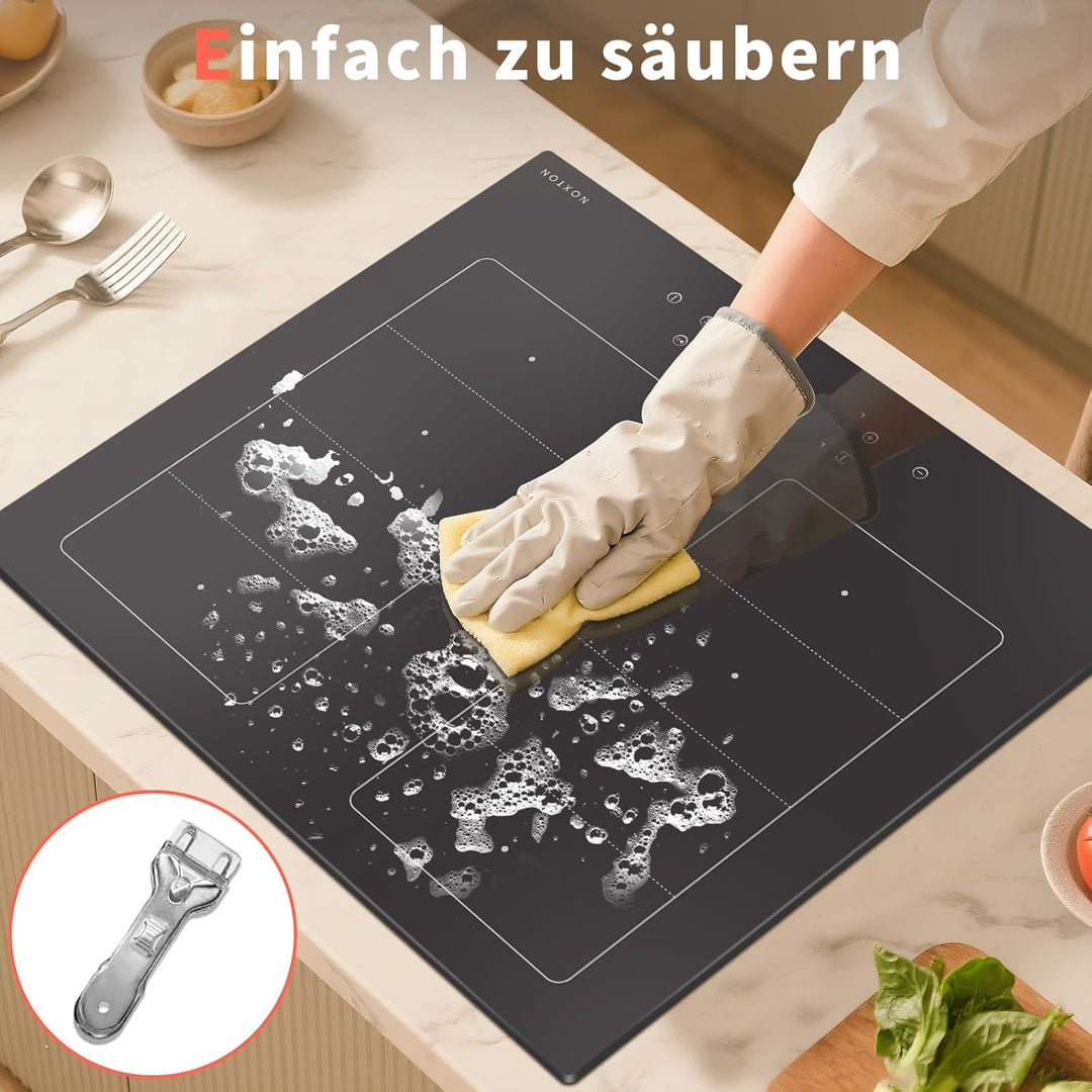 NOXTON Induktionskochfeld 4 Platten mit Doppelte Flexzonen, Induktionsfeld 60 cm Einbau mit Booster,