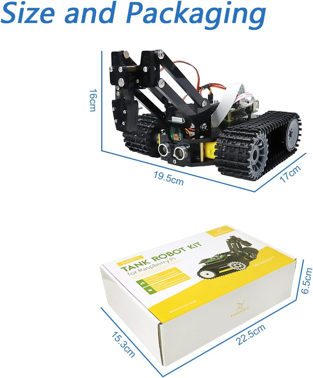 Freenove Tank Robot Kit for Raspberry Pi 4 B 3 B+ B A+, Crawler Chassis, Grab Objects, Ball Tracing,