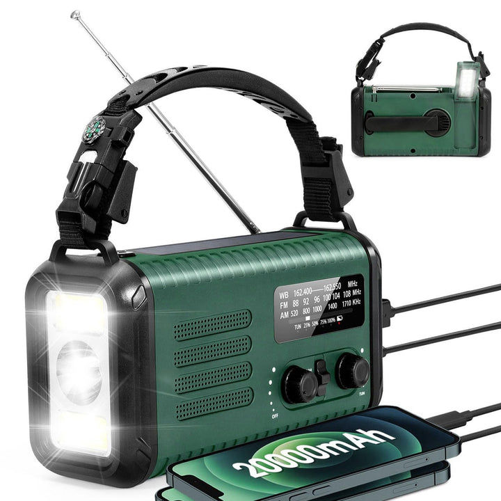 Bewinner Handkurbel Notiowere, Solar Betriebenes NOAA -Wetterradio mit AM FM, 20000mah Wiederaufladb