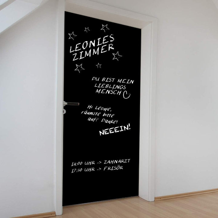 "Tafelfolie" 300 x 100 cm, selbstklebend, Schwarz inkl. weissem Kreidemarker