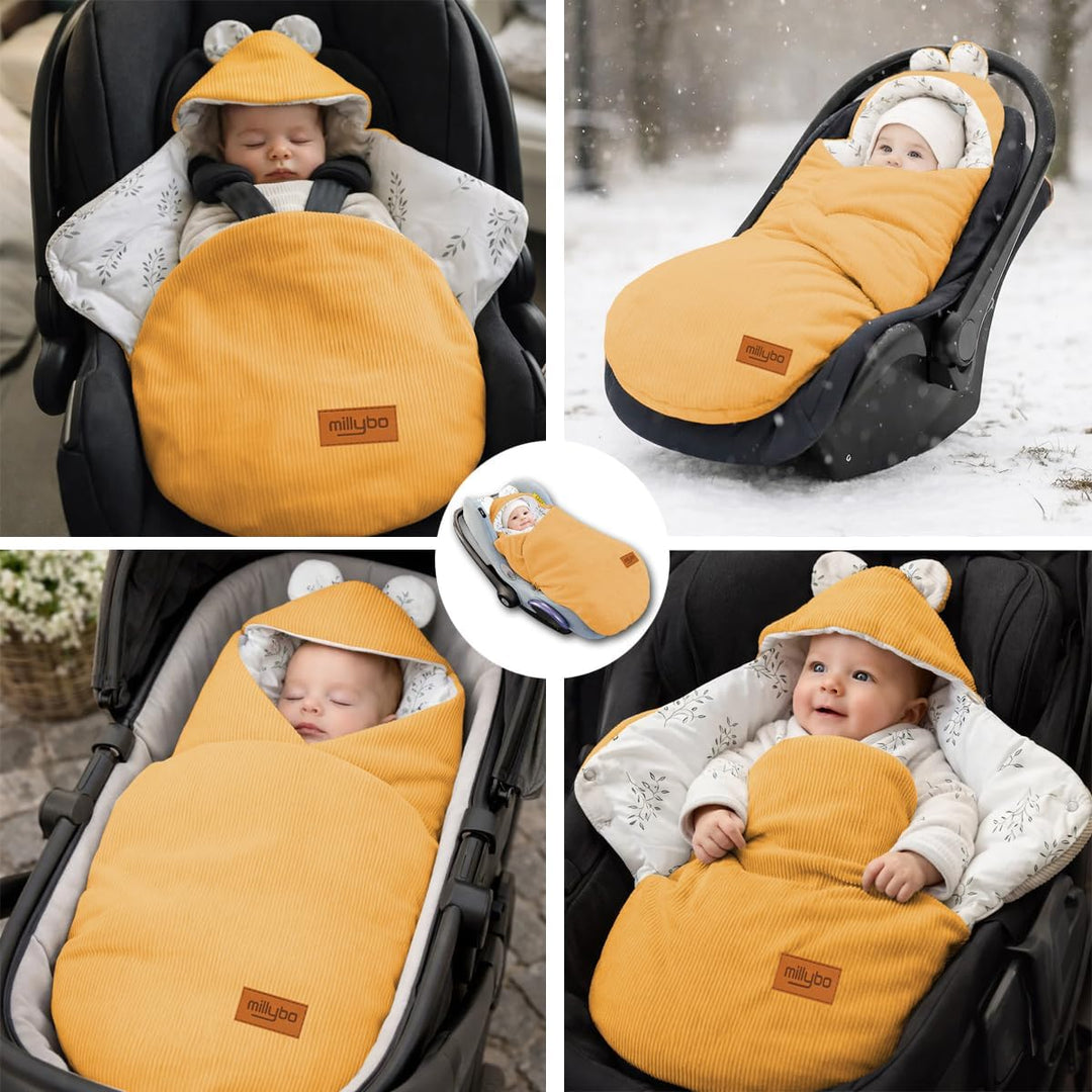 Baby Fusssack Einschlagdecke für Babyschale und Kinderwagen Gelb, Gelb