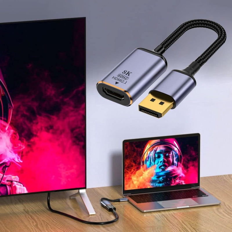 CY DisplayPort auf HDMI Adapter, DP DisplayPort 1.4 Source Stecker auf HDMI 2.0 Buchse Display 8K 60