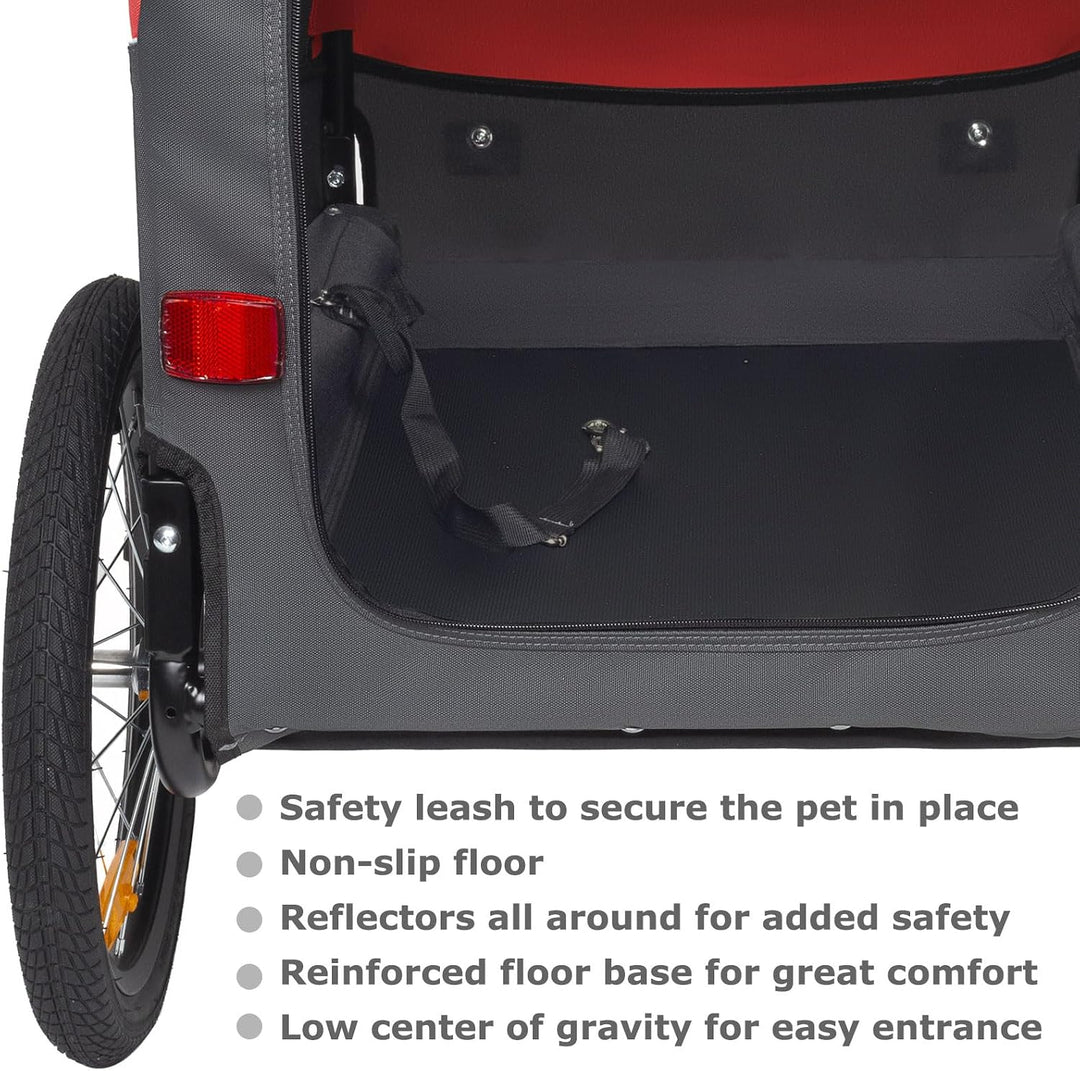 Tiggo VS Medium Hundeanhänger &amp; Buggy 2in1 Fahrradanhänger Hundebuggy Jogger für Hunden bis 23kg Rot