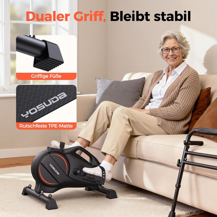 YOSUDA Pedaltrainer, Beintrainer für Zuhause mit 2 Widerstandsbändern und Rutschfester Matte, Mini H