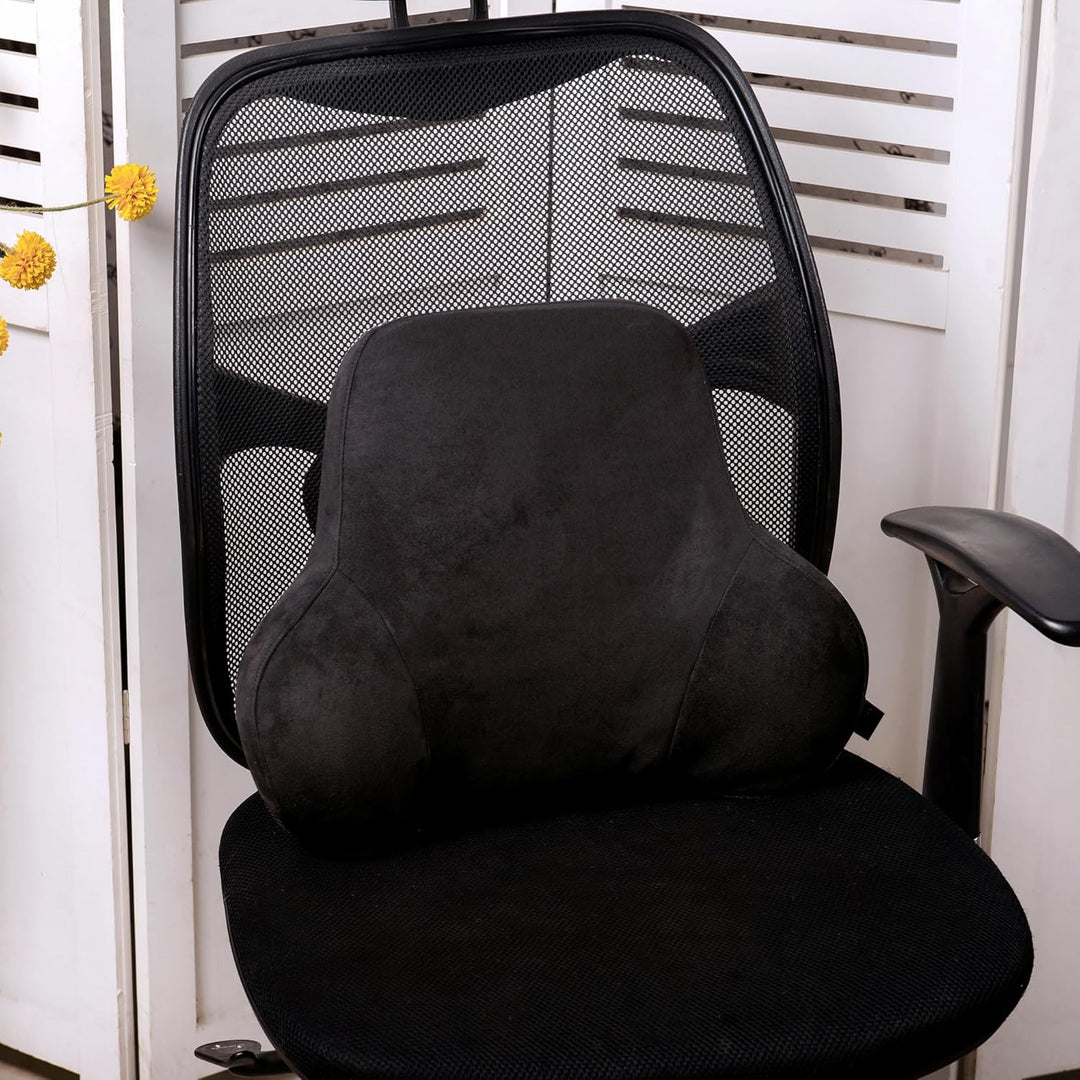 Lordosenstütze Auto Lendenkissen aus Memory-Schaum mit abnehmbarem Wildleder Veloursbezug – Ergonomi