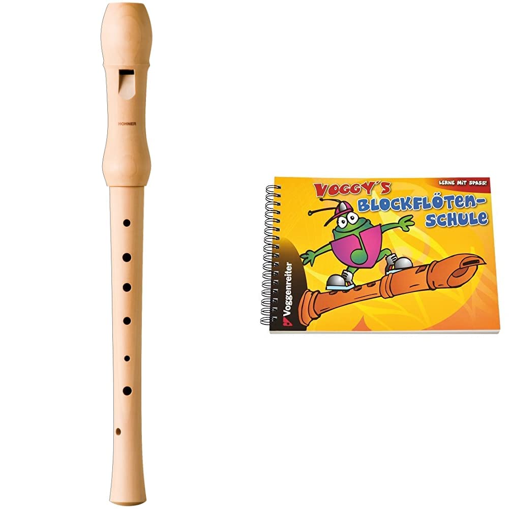 HOHNER HOB9565 Blockflöte, Musica Line, deutsch, zweiteilig, Birnbaum hell &amp; Voggy&