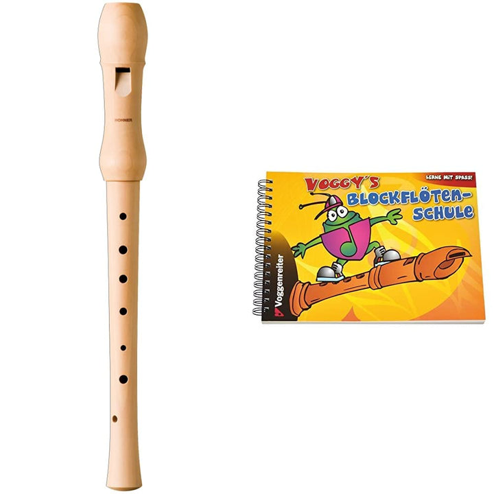 HOHNER HOB9565 Blockflöte, Musica Line, deutsch, zweiteilig, Birnbaum hell &amp; Voggy&