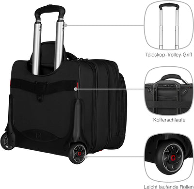 Wenger Patriot 2-TLG Laptop Trolley für Notebook bis 17 Zoll, herausnehmbare Laptoptasche 15,6 Zoll,