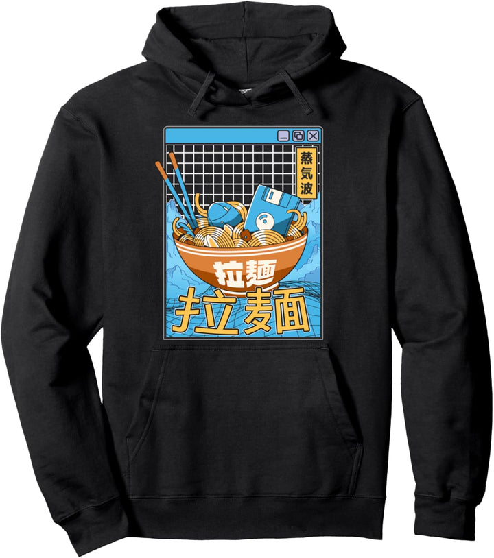 Digitale Ramenschale im japanischen Stil, Pastellfarben Pullover Hoodie