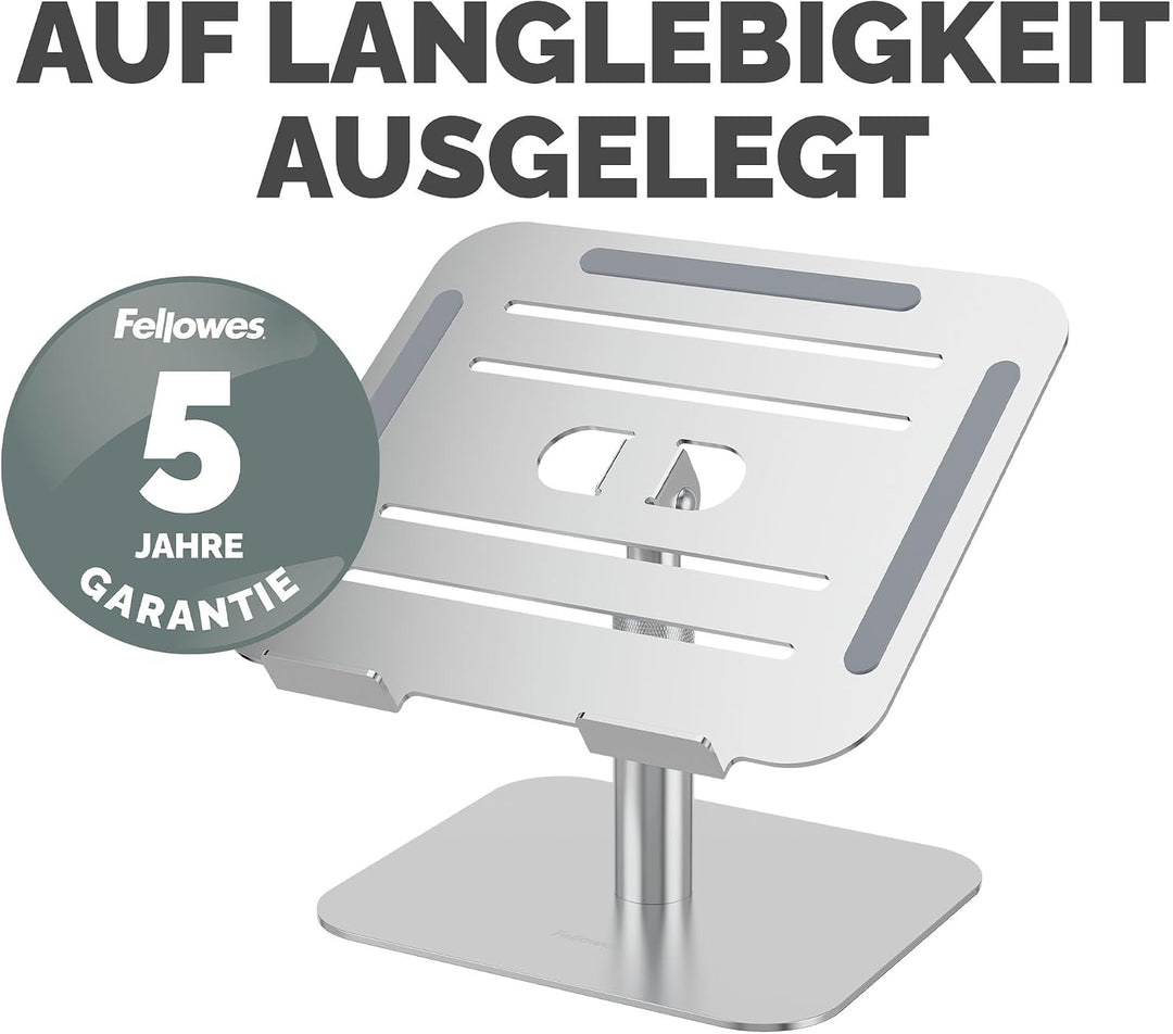 Fellowes Alumia™ Laptopständer – Ergonomisch, höhen- &amp; neigungsverstellbar – Aus recyceltem Aluminiu