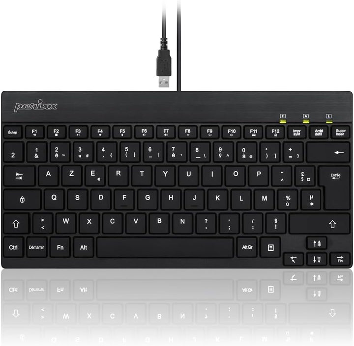perixx PERIBOARD-326, Mini-Tastatur, kabelgebunden, Hintergrundbeleuchtung, leise, für Windows, AZER