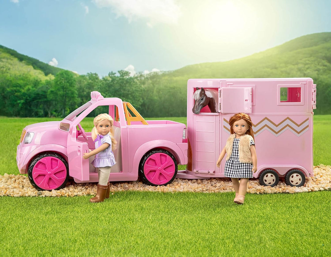 Lori - Ride &amp; Shine Pickup Truck - Rosa - Pick-Up Truck für Mini-Puppen - Rosa Auto für 15 cm Puppen