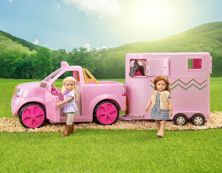 Lori - Ride &amp; Shine Pickup Truck - Rosa - Pick-Up Truck für Mini-Puppen - Rosa Auto für 15 cm Puppen