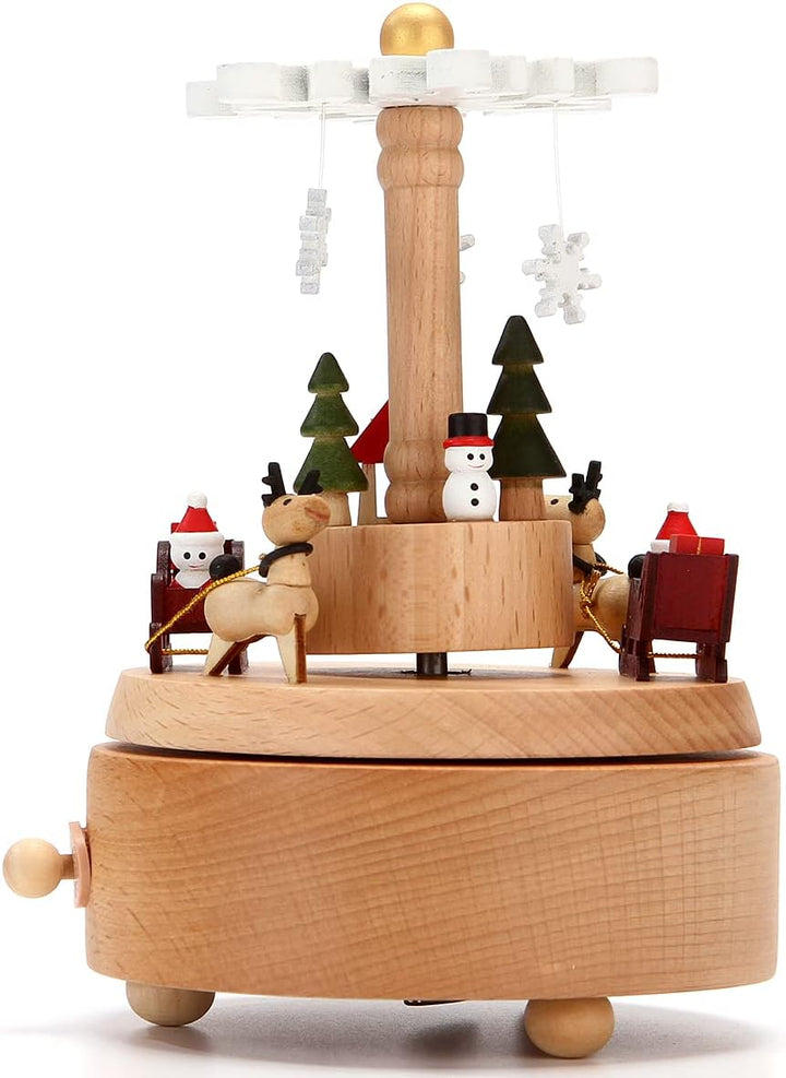 LONEEDY Holz Spieluhr Weihnachten Schneeflocke Dekoration Elch Custom Exklusives Spielzeug Geschenke