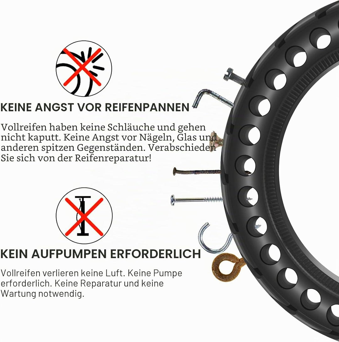 BANGTING 8,5 Zoll E Scooter Solid Reifen, 8 1/2 x2 Vollgummireifen, 50/75-6.1 Ersatzreifen für Xiaom