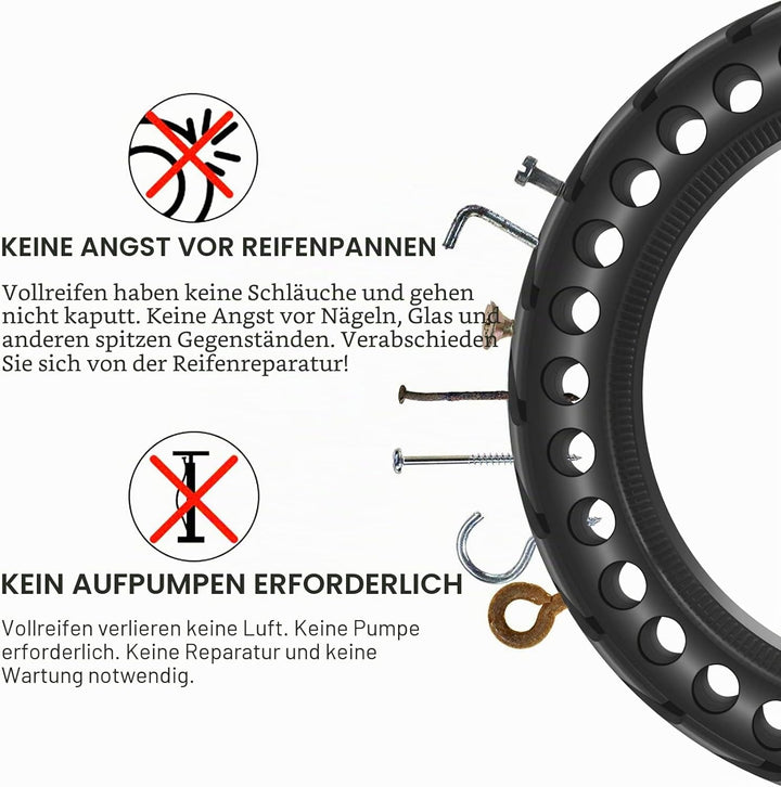 BANGTING 8,5 Zoll E Scooter Solid Reifen, 8 1/2 x2 Vollgummireifen, 50/75-6.1 Ersatzreifen für Xiaom