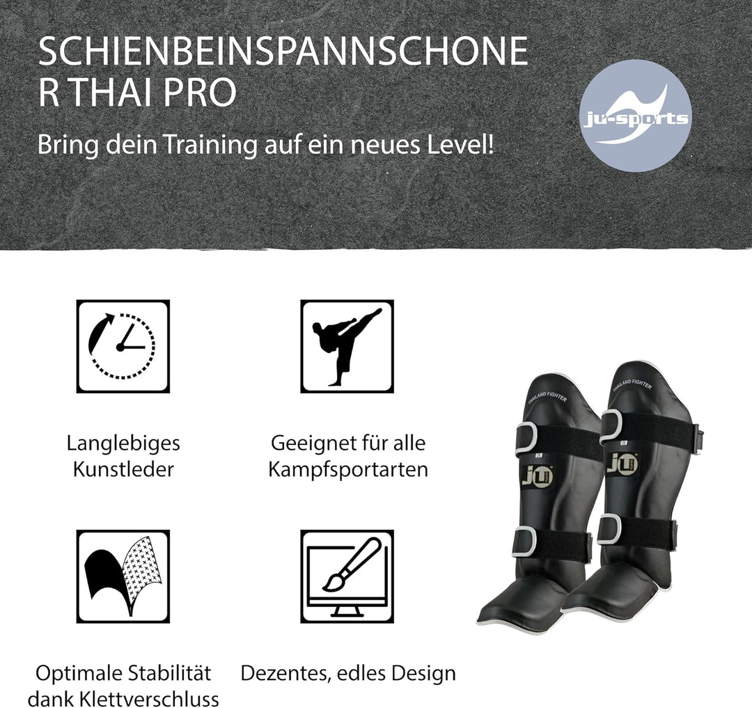 Ju-Sports Schienbein-Spannschutz, PU I Vorgebogener Schienbeinschoner Spannschutz I Gut für Kampfspo