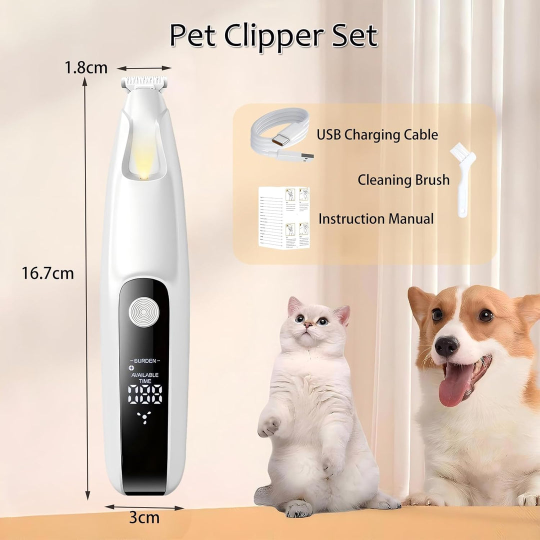 Pfotentrimmer für Hunde & Katzen mit LED-Licht und Batterieanzeige, 18 mm Breite Klinge, Neu Extra L